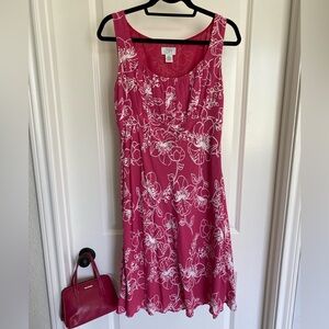 LOFT Pink Sleeveless Sundress with Matching Purse